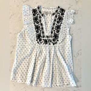 LOFT Women’s Smocked Split Neck Shell Top